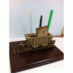 Laser Cut Desk Organizer Railway Grain Wagon Free Vector File