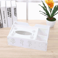 Laser Cut Desk Organizer With Napkin Holder Storage Organizer Tissue Box Pen Holder Free Vector File