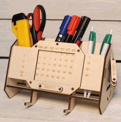 Laser Cut Desk Organizer With Perpetual Calendar Unique Teacher Gifts Free Vector File