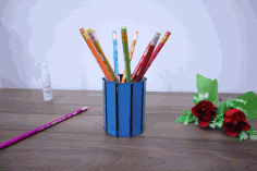 Laser Cut Desk Pen Pencil Holder Free DXF File