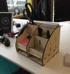 Laser Cut Desktop Organizer Desk Storage Rack Plywood 6mm Free Vector File