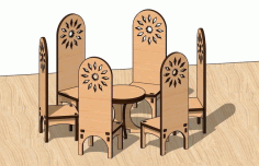 Laser Cut Dining Miniature Table Chairs Toy Dollhouse Free DXF File