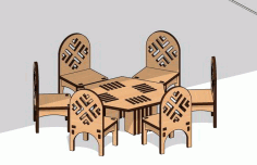 Laser Cut Dining Table Chairs Miniature Furniture Free DXF File