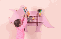 Laser Cut Dinosaur Shelf Furniture Free DXF File