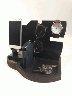 Laser Cut Docking Station Wooden Men Organizer Free Vector File, Free Vectors File