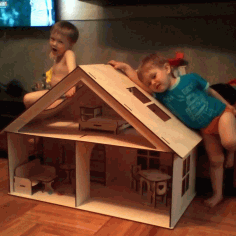 Laser Cut Doll House With Furniture 6mm Free DXF File