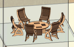 Laser Cut Dollhouse Furniture Dining Table Chairs Free Vector File