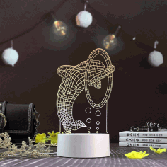 Laser Cut Dolphin 3d Acrylic Led Night Light Free Vector File