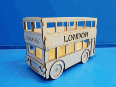 Laser Cut Double Decker London Bus Pencil Holder Free DXF File