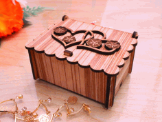 Laser Cut Double Heart Jewelry Box 3mm Free Vector File, Free Vectors File