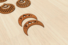 Laser Cut Earrings Wooden Moon Cycle Decoration Free Vector File