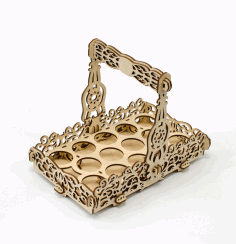 Laser Cut Easter Basket With Foldable And Fixed Handle Free Vector File