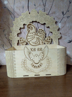Laser Cut Easter Box Easter Chicken With Eggs Free Vector File
