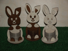 Laser Cut Easter Bunny Pencil Holder Desk Organizer (2) Free Vector File, Free Vectors File