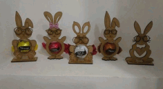 Laser Cut Easter Egg Tray Holder Stand Rabbit Free Vector File, Free Vectors File