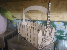 Laser Cut Eiffel Tower Flower Box Candy Basket Free Vector File