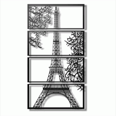 Laser Cut Eiffel Tower View Multi Panel Canvas Wall Art Free Vector File