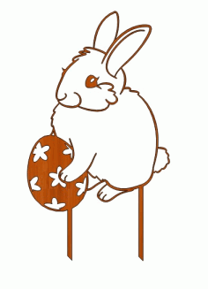 Laser Cut Elegant Easter Bunny Wooden Model Topper Free Vector File