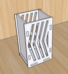 Laser Cut Elegant Wooden Pen Pencil Holder 3mm Free DXF File