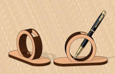 Laser Cut Elegant Wooden Pen Stand Free Vector File