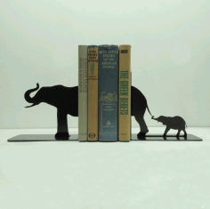Laser Cut Elephant Family Book Holder Free Vector File
