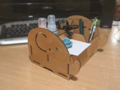Laser Cut Elephant Shape Desk Organizer Free Vector File