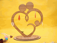 Laser Cut Family Heart Earring Stand 3mm Free Vector File, Free Vectors File