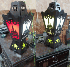 Laser Cut Fanoos Ramadan Lantern Lamp Free DXF File