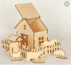 Laser Cut Farm House Free Vector File