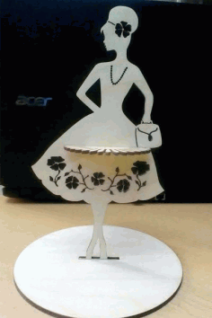 Laser Cut Fashion Lady Napkin Holder Free Vector File