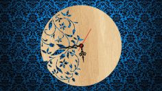 Laser Cut Floral Clock Free Vector File