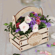 Laser Cut Flower Basket Free Vector File