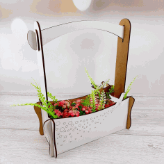 Laser Cut Flower Basket With Hummingbird Free Vector File, Free Vectors File