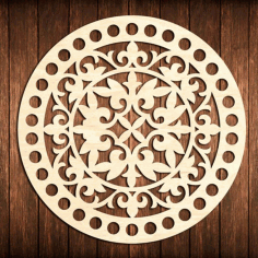 Laser Cut Flower Bottom Circle Wooden Base For Crochet Basket Free DXF File