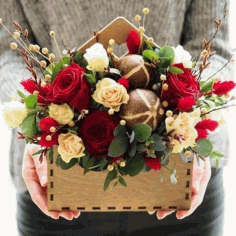 Laser Cut Flower Box Envelope Home Decor Free DXF File