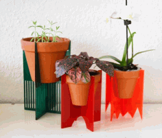 Laser Cut Flower Pot Stands Free Vector File, Free Vectors File
