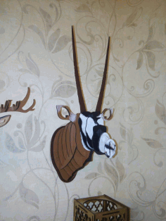 Laser Cut Gemsbok Trophy Head 3d Puzzle Free Vector File