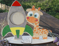 Laser Cut Giraffe Photo Frame 4 Free Vector File