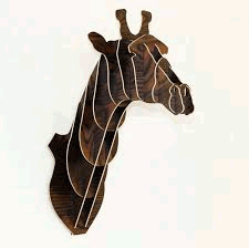 Laser Cut Giraffe Wooden Animal Head Free DXF File