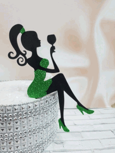 Laser Cut Girl Silhouette Cake Topper Free DXF File