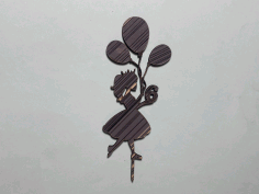 Laser Cut Girl With Balloon Birthday Cake Topper Free Vector File