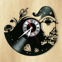 Laser Cut Gnome Wall Clock Vinyl Record Clock Free Vector File
