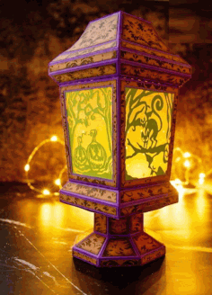 Laser Cut Halloween 3d Illusion Lamp Night Light Lamp Design Free Vector File