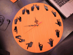 Laser Cut Hand Gestures Wall Clock Free Vector File