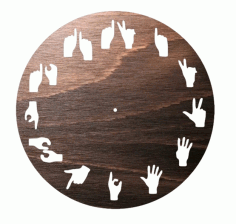 Laser Cut Hand Signs Wall Clock Free Vector File, Free Vectors File
