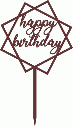 Laser Cut Happy Birthday Decorative Topper Free DXF File