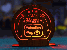 Laser Cut Happy Valentine Day Lamp Table Lamp Night Light Led Lamp 3mm Free Vector File