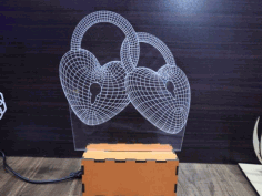 Laser Cut Heart 3d Illusion Lamp Acrylic 3mm Free Vector File