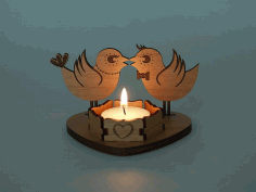 Laser Cut Heart Candlesticks Holder Free Vector File