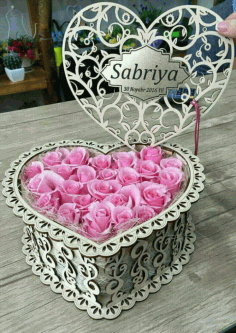 Laser Cut Heart Flower Box Free DXF File